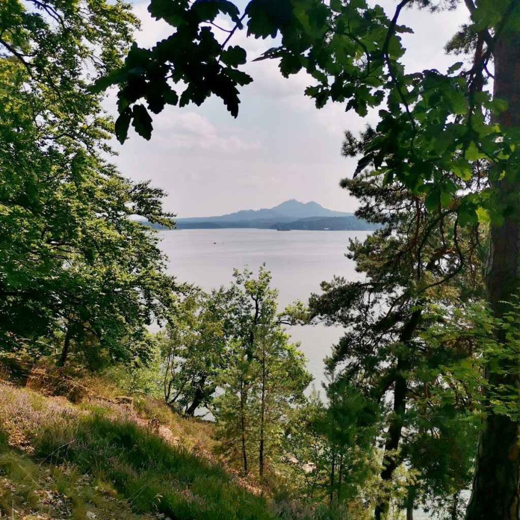 výhledy na Bezděz z cesty kolem Máchova jezera